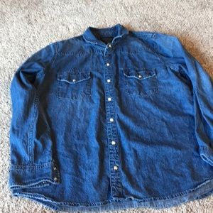 Denim button down snap front top lucky brand